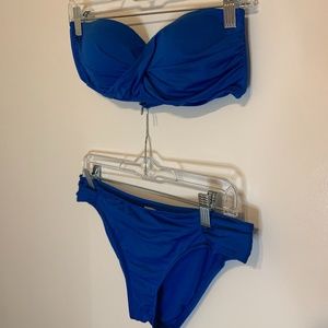 Royal Blue Strapless Two-Piece Swimsuit